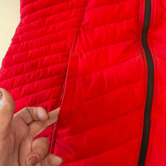 Nautica Womens Red Quilted Puffer Jacket With Black Accents & Zip Front Closure - Picture 8 of 12